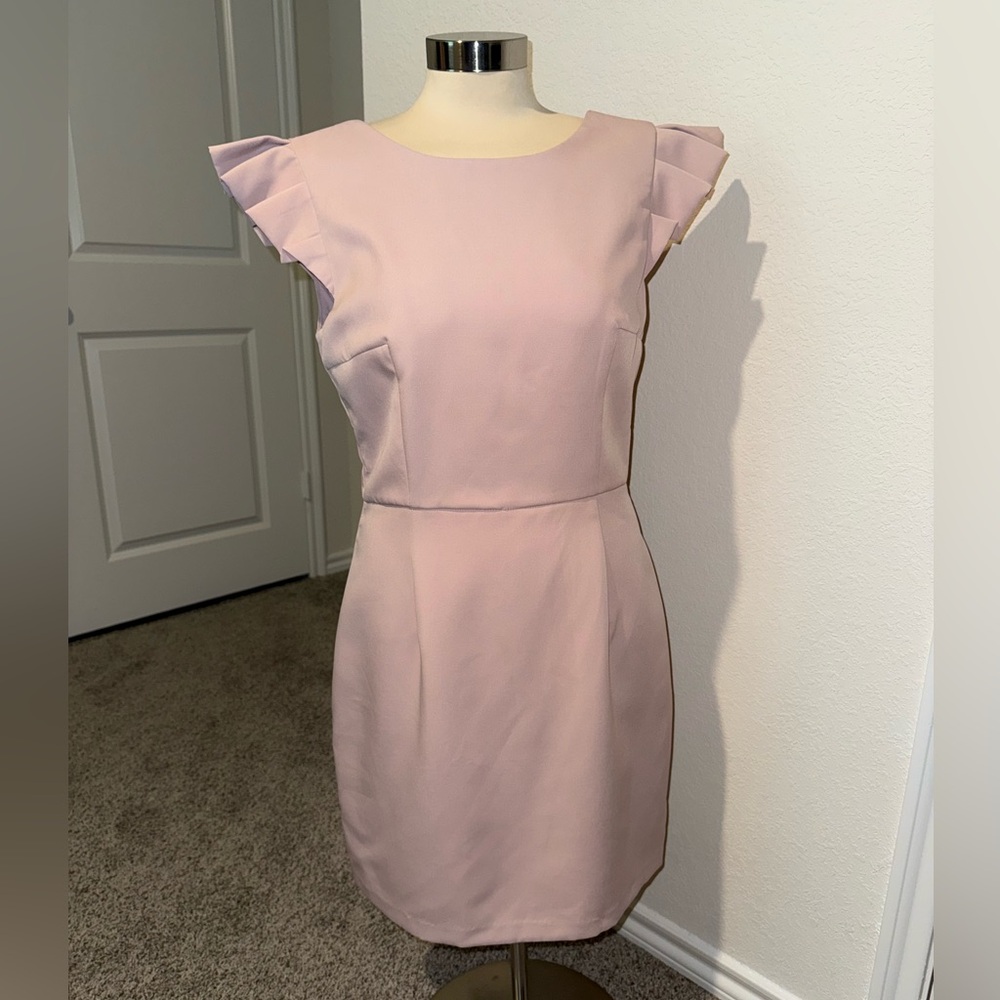 Light Pink Cocktail Dress with Flutter Cap Sleeves